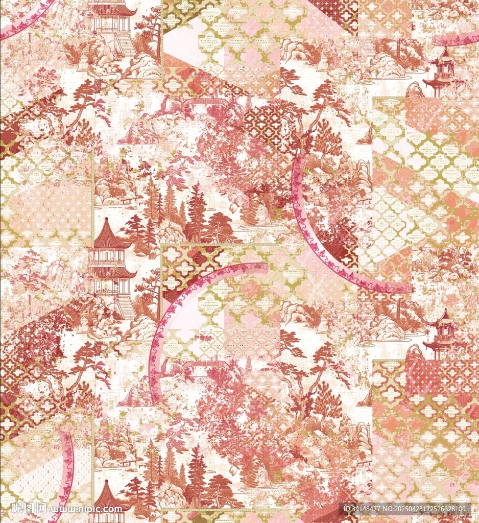 粉色花卉几何图案纹理