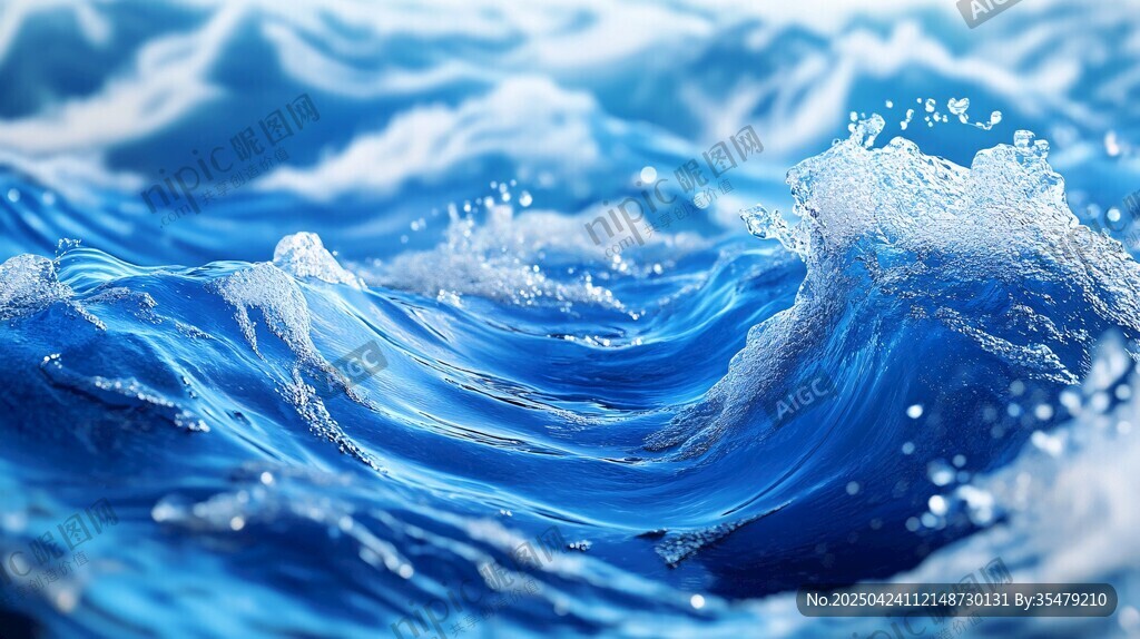 蓝色海浪的动感瞬间