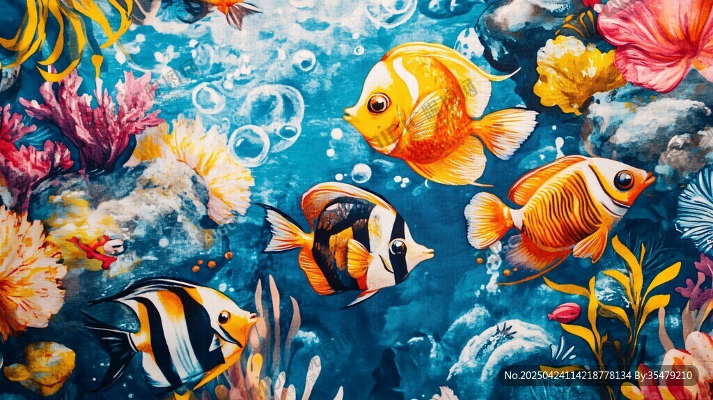 梦幻海底世界彩色鱼群图景