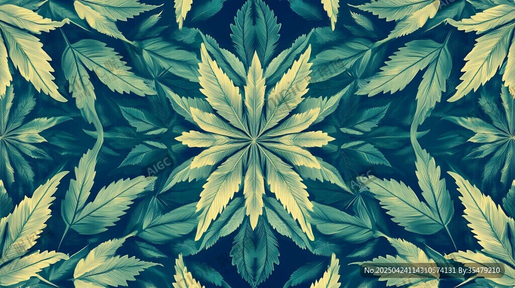 叶形对称图案 清新自然风