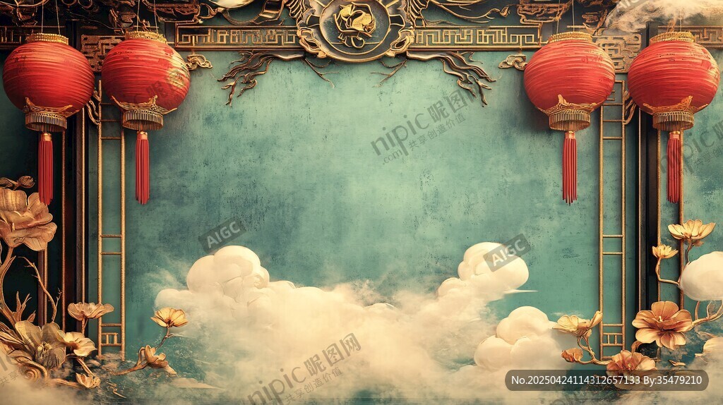 中式复古节庆装饰背景图