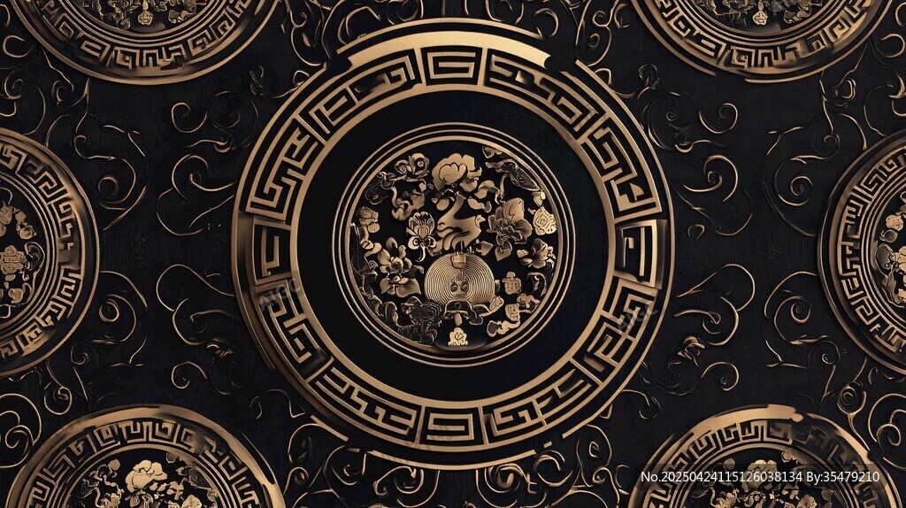 古典黑金中式传统花纹图案