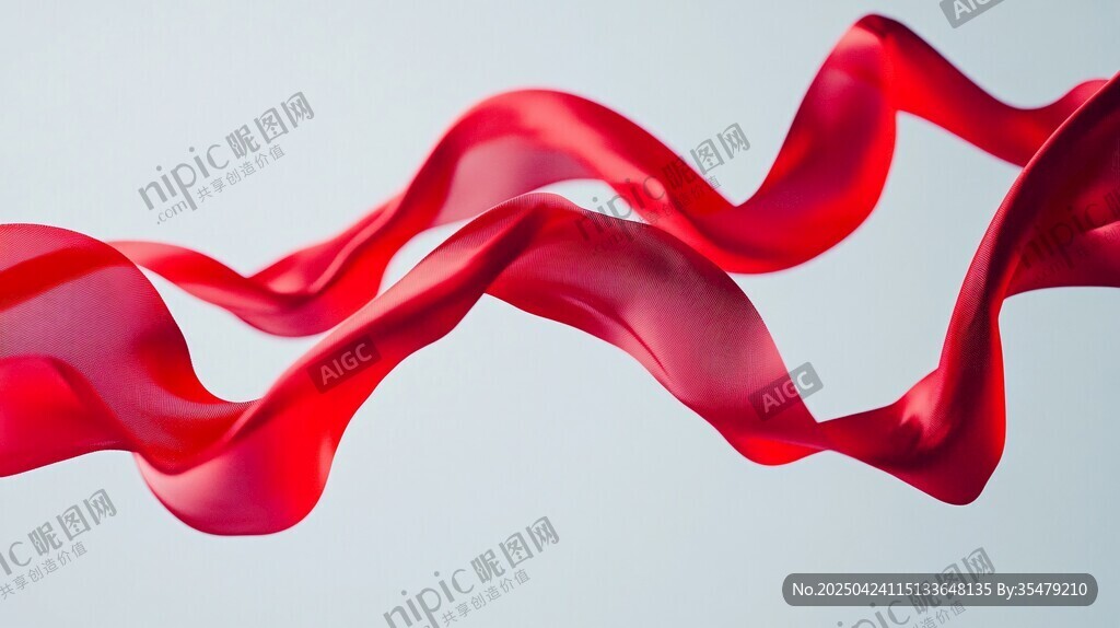 飘动的红色绸带