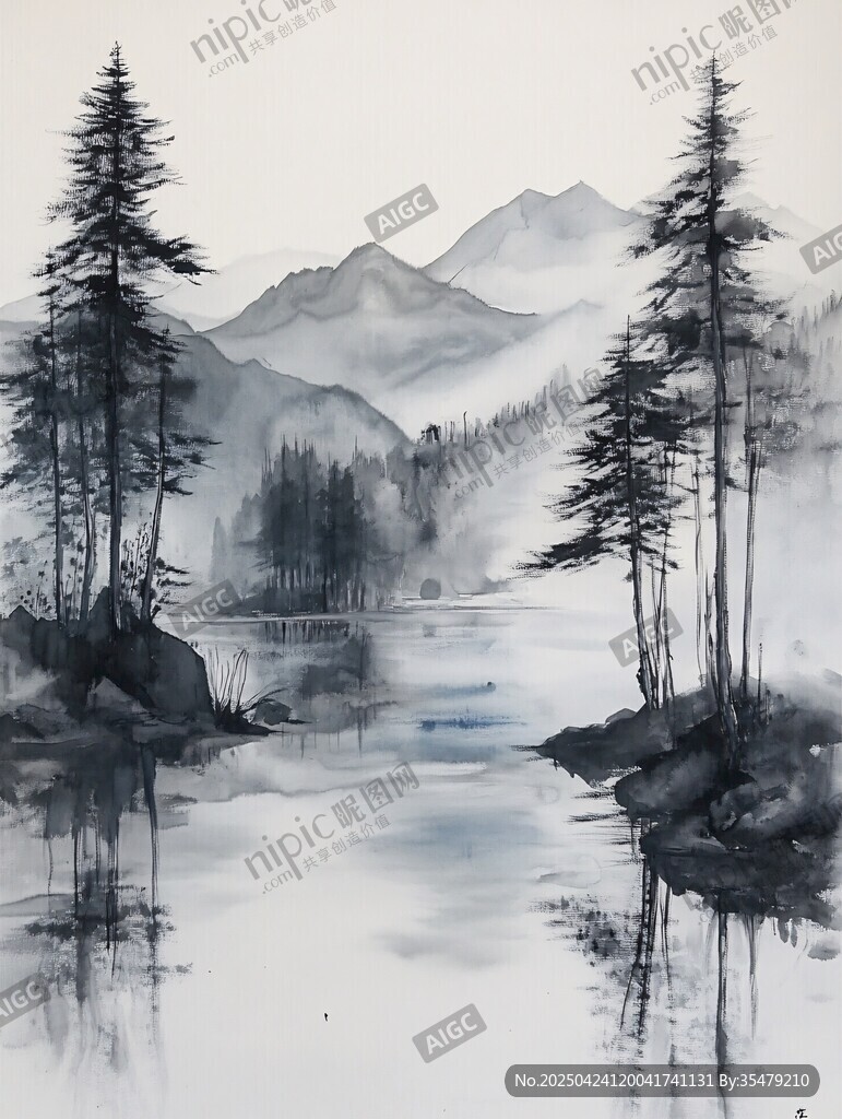 水墨山水间的静谧景致