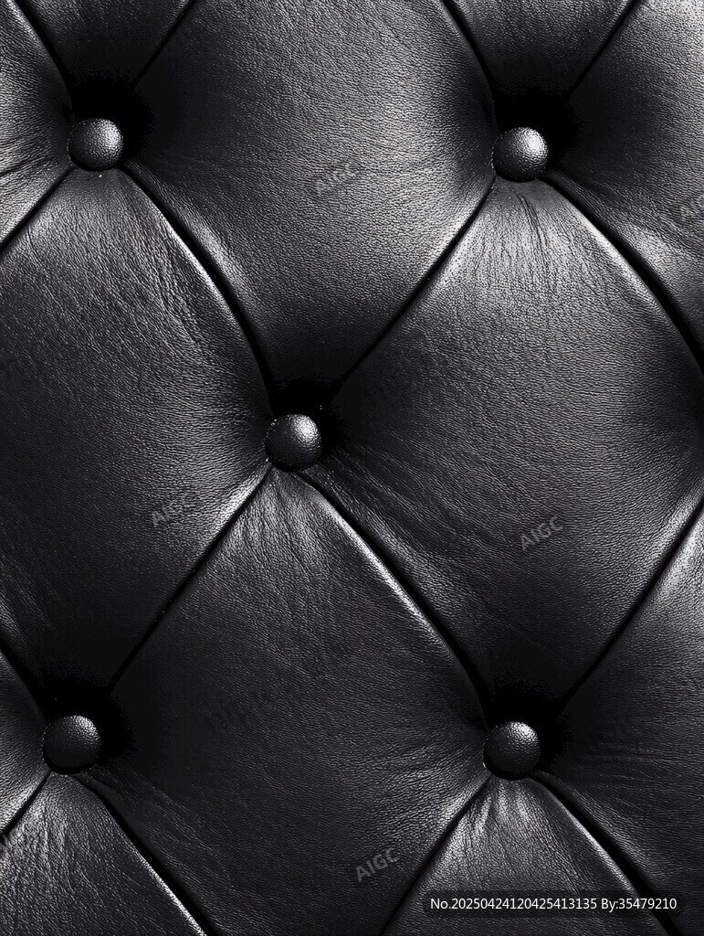 黑色皮革菱形纹软包细节