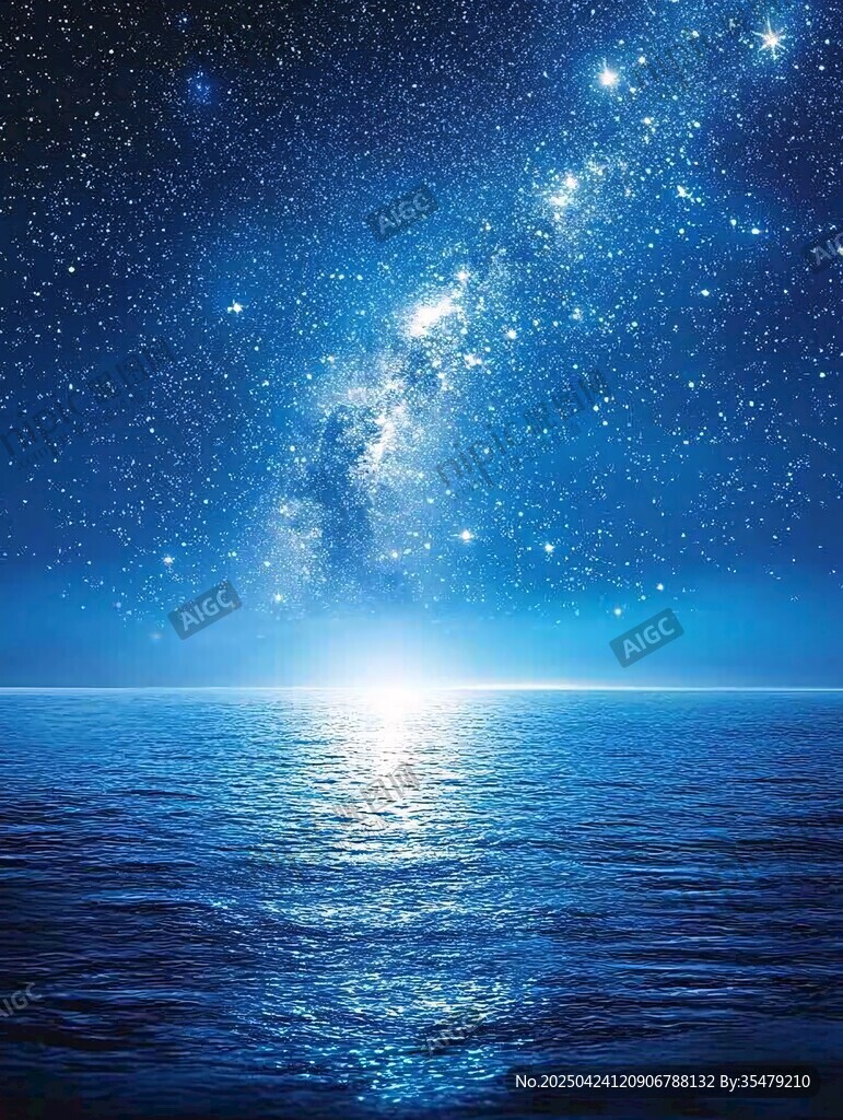 星空下的静谧海洋夜景
