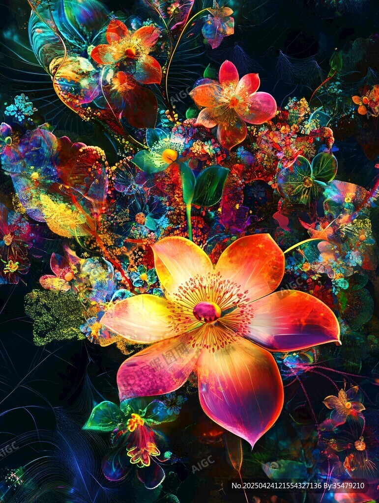 梦幻绚丽花卉艺术图景