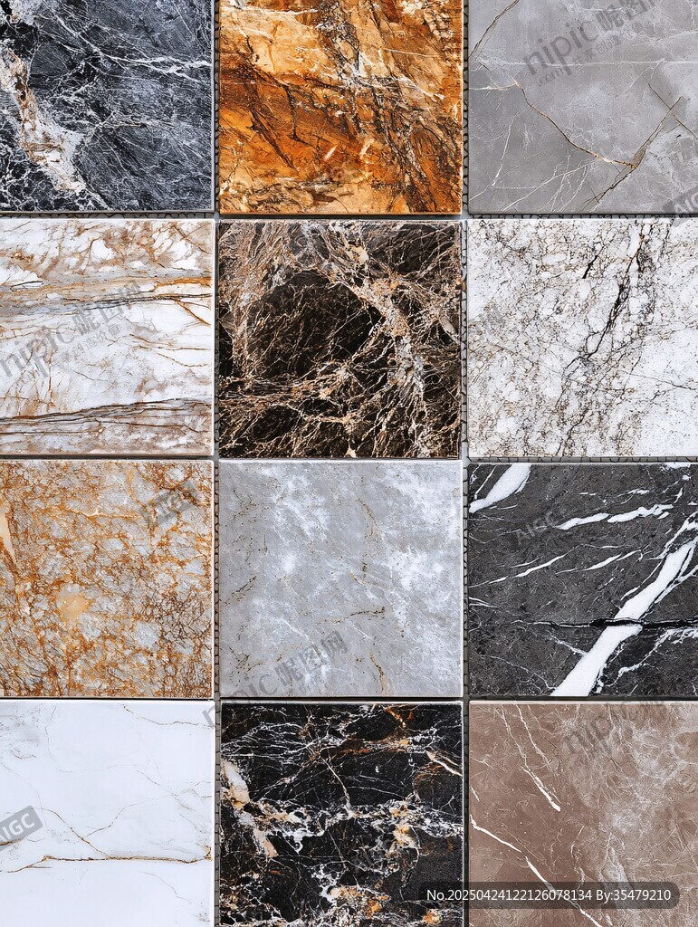 多样大理石纹理瓷砖展示