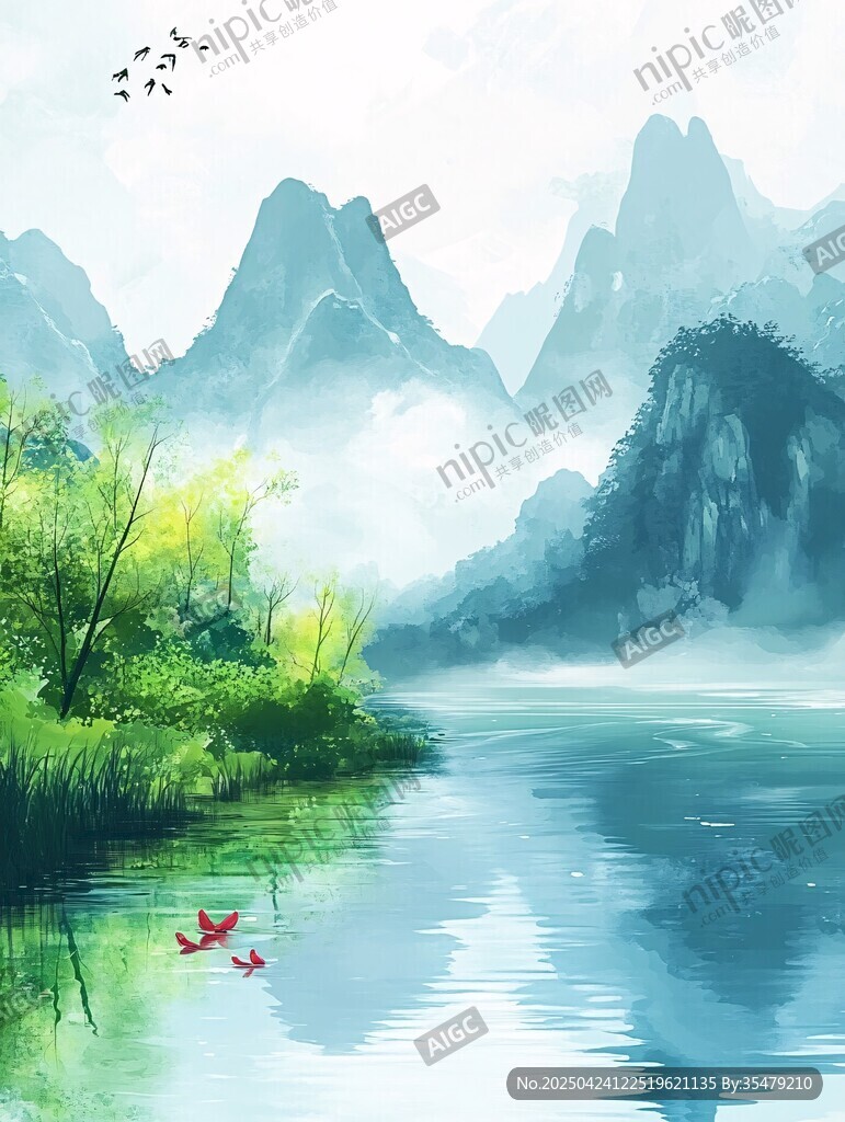 水墨山水间的灵动景致