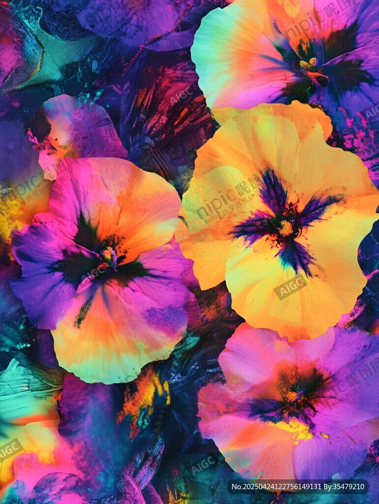 梦幻多彩花卉图案