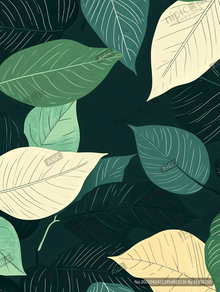 清新绿叶图案背景设计