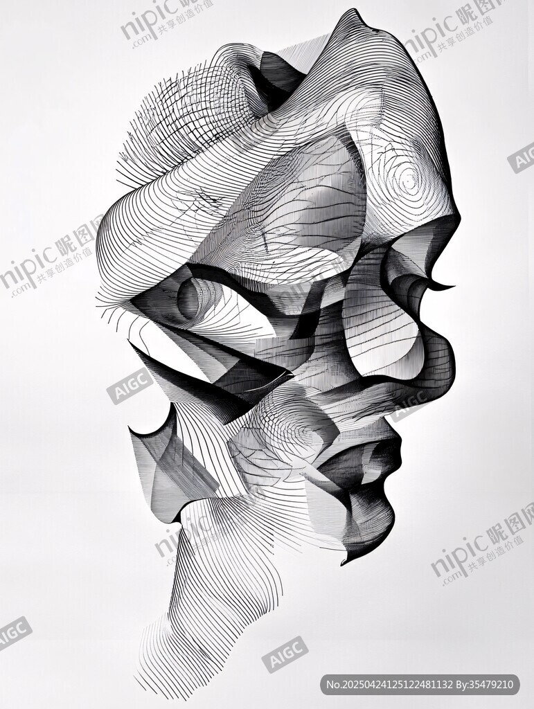 抽象线条构成的人脸造型