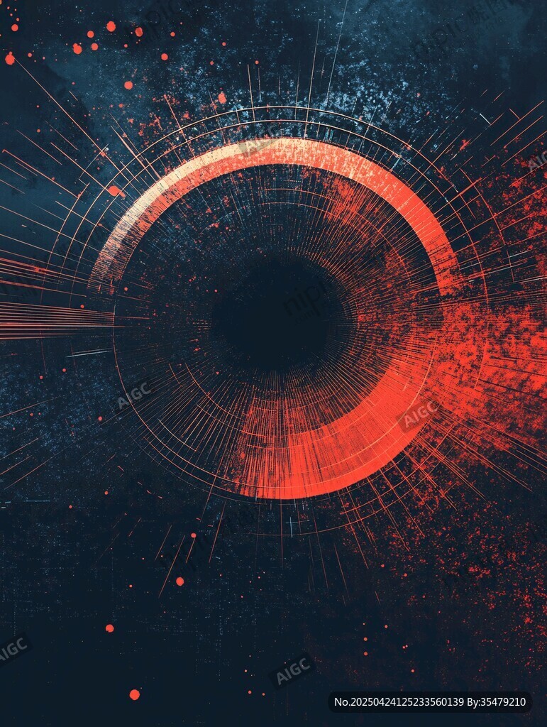 科技感炫彩环形线条图案