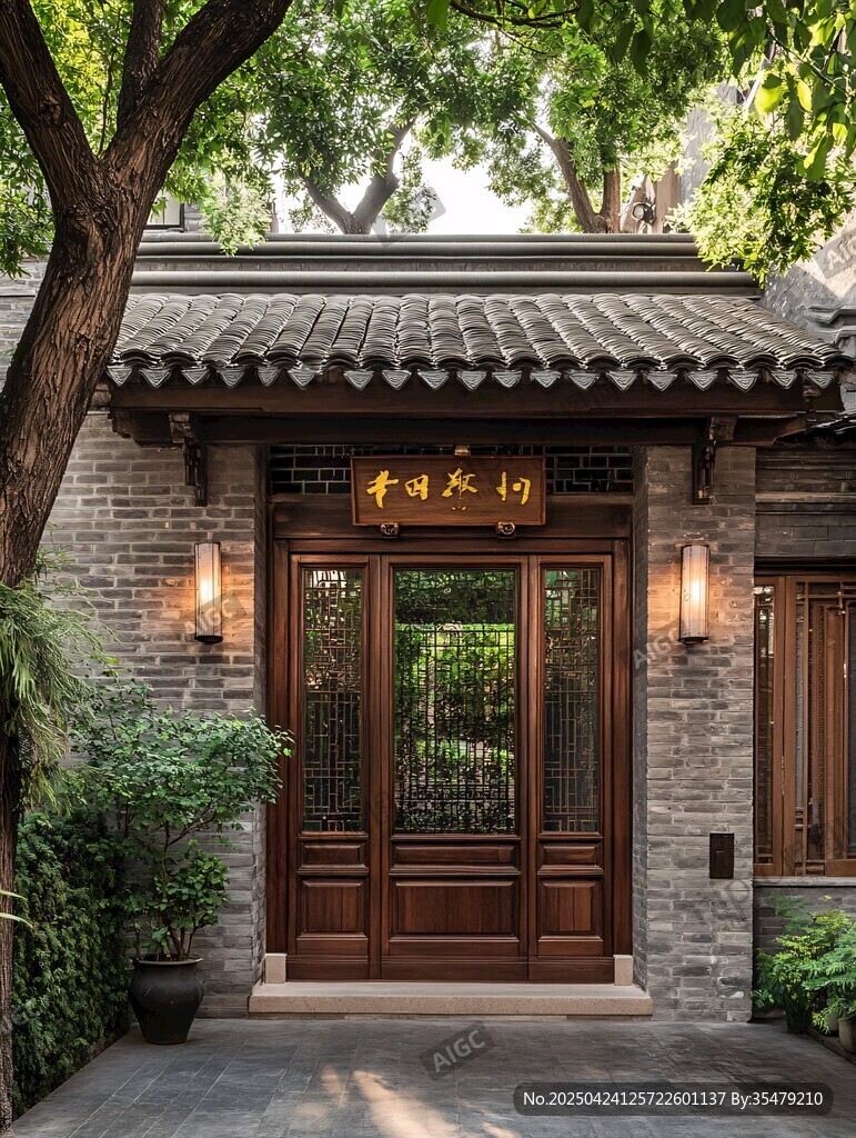 中式古朴庭院入户门景致