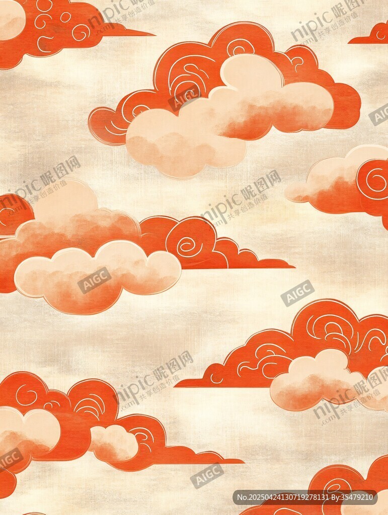 中式祥云图案背景纹理