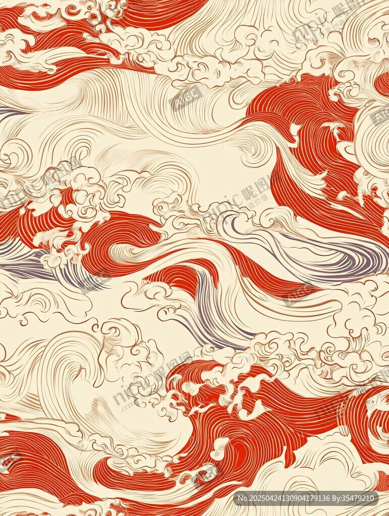 中式海浪纹理图案设计
