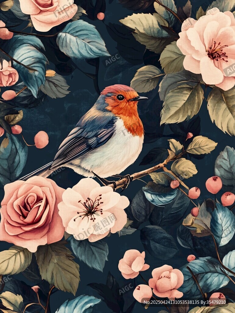 花鸟相依的唯美插画世界