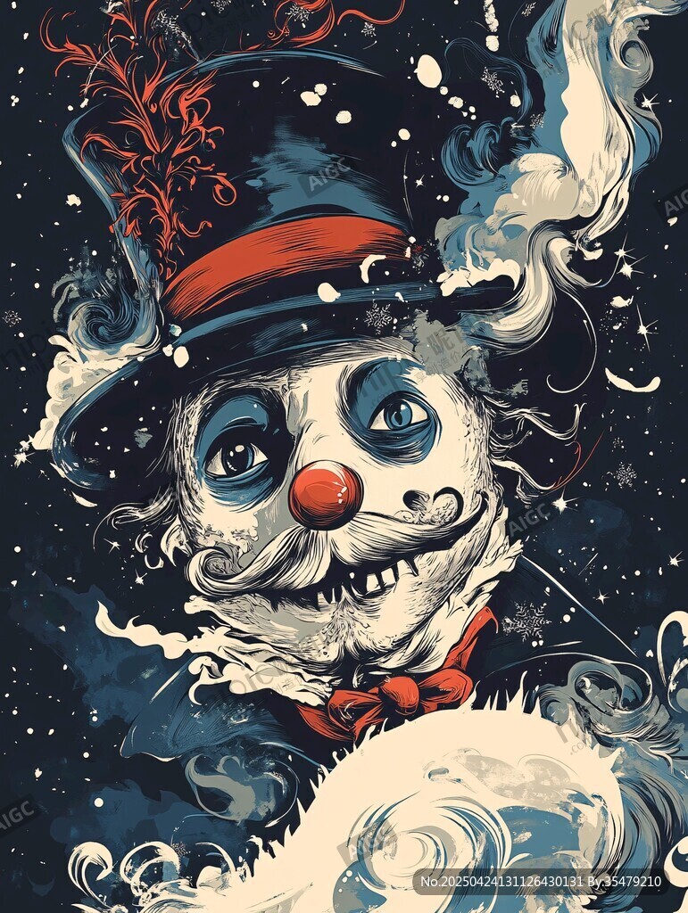 冬日魔幻小丑插画