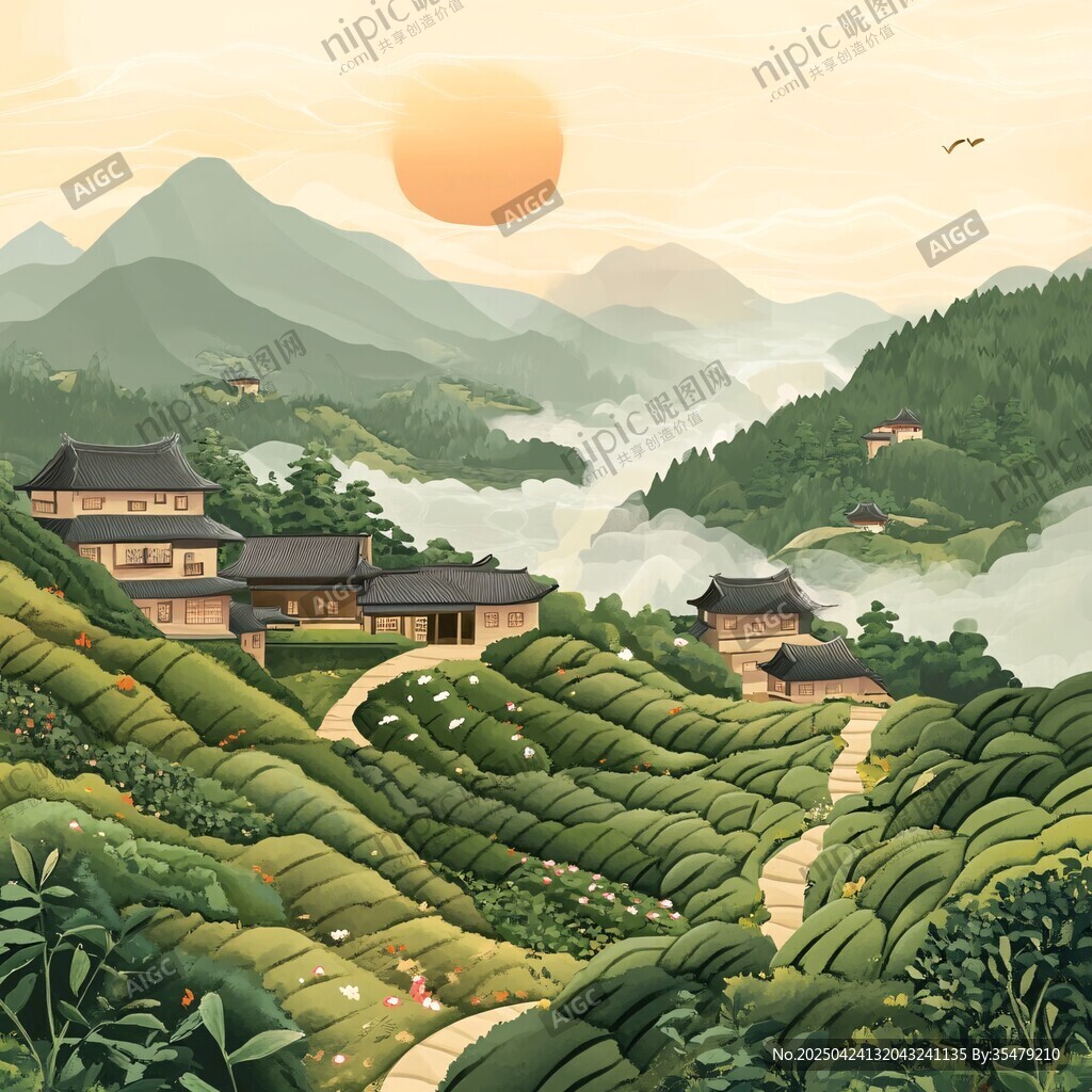 山间村落的静谧田园风光