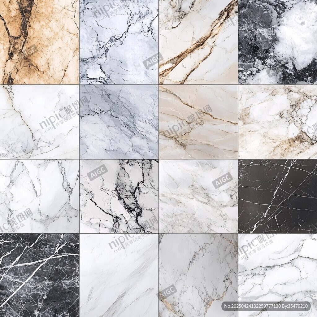多样大理石纹理瓷砖展示