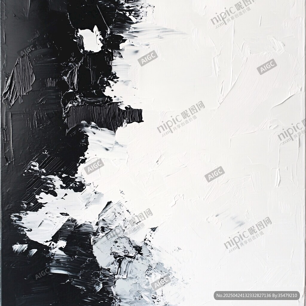黑白笔触抽象艺术画面