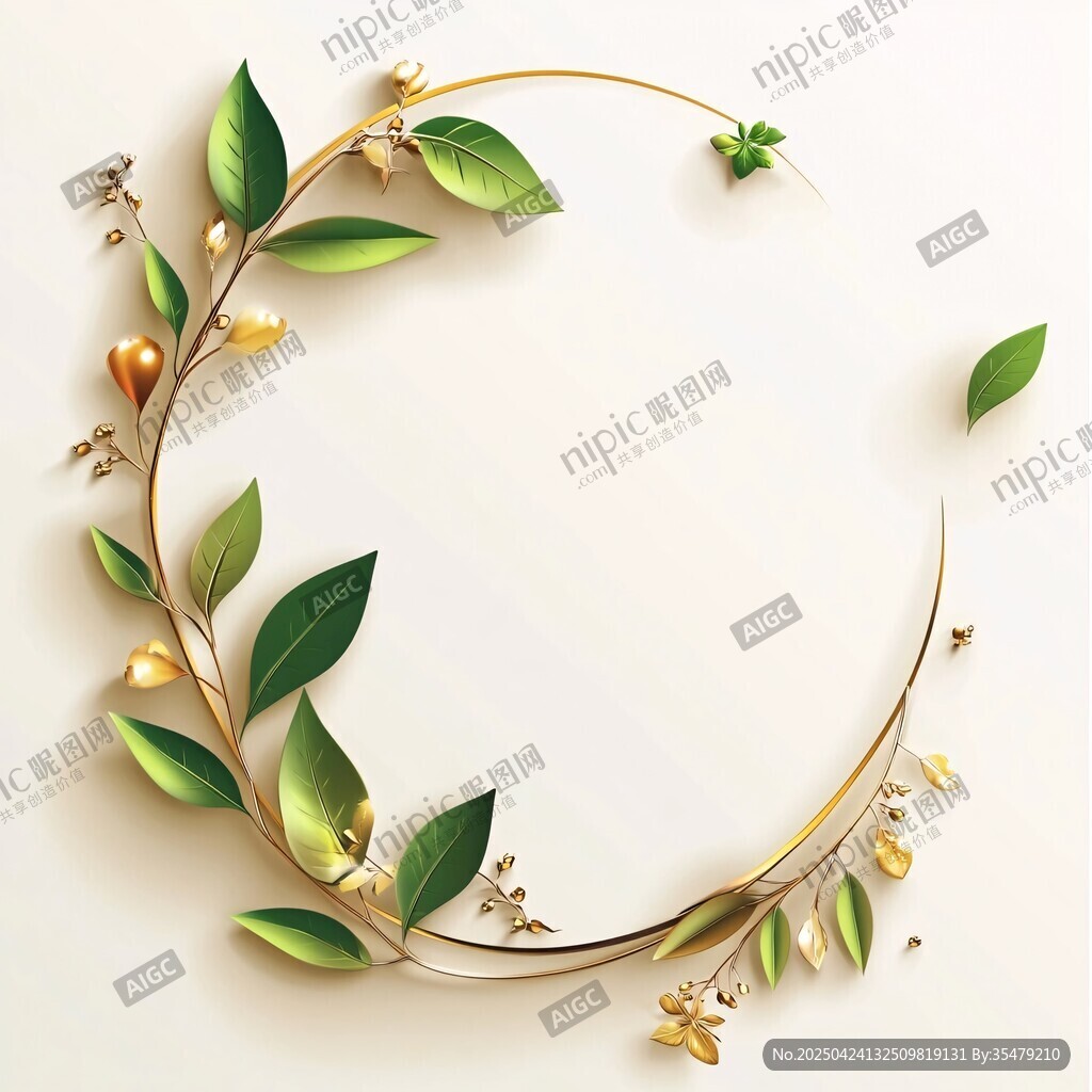 金色叶环装饰图案设计