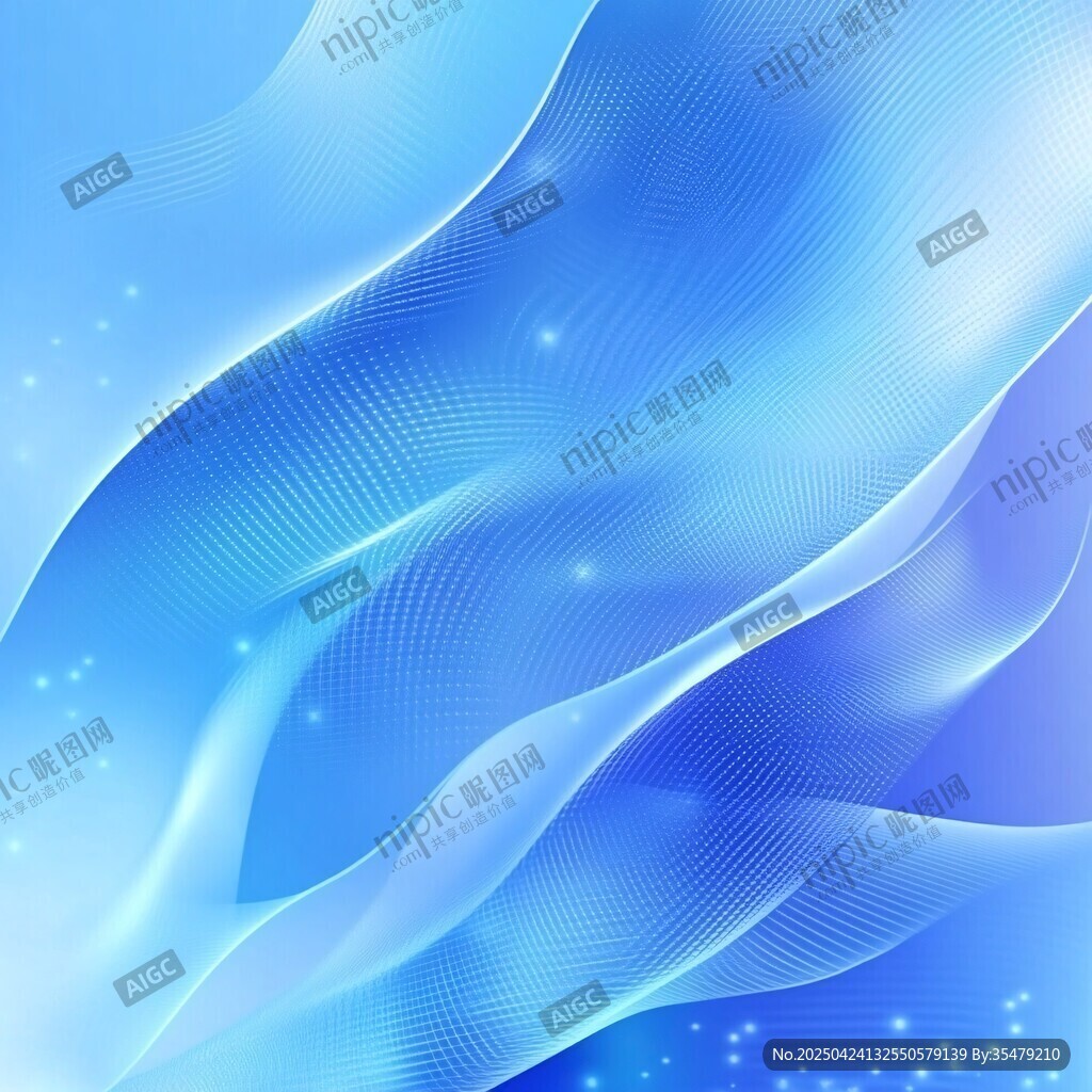梦幻蓝调波浪抽象背景图
