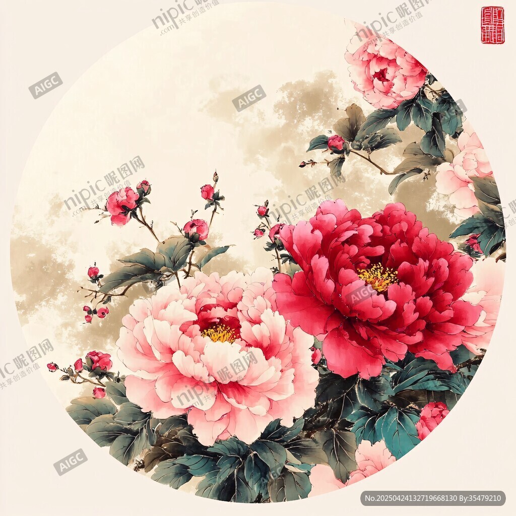 国画牡丹图 繁花娇艳