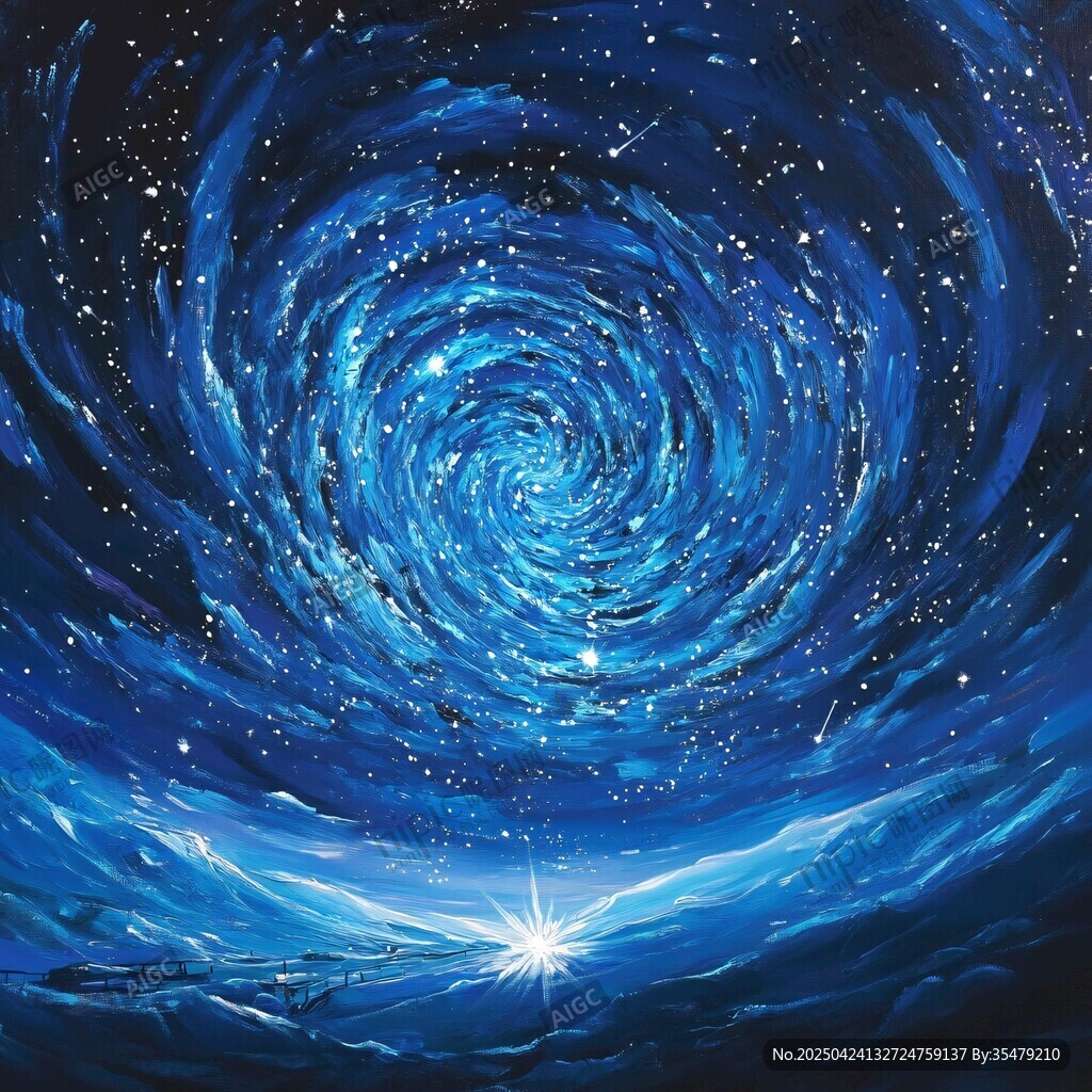 梦幻蓝色星空漩涡景象