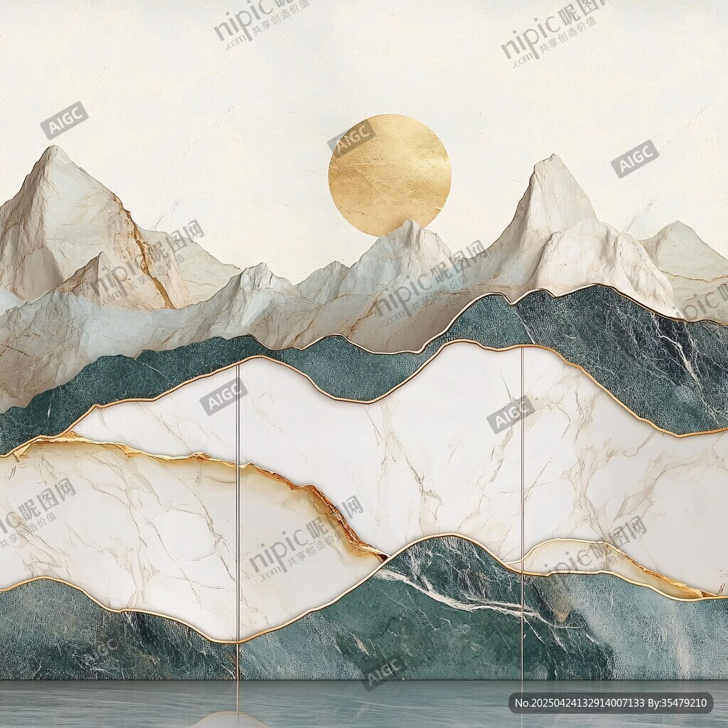金月映山峦大理石背景墙