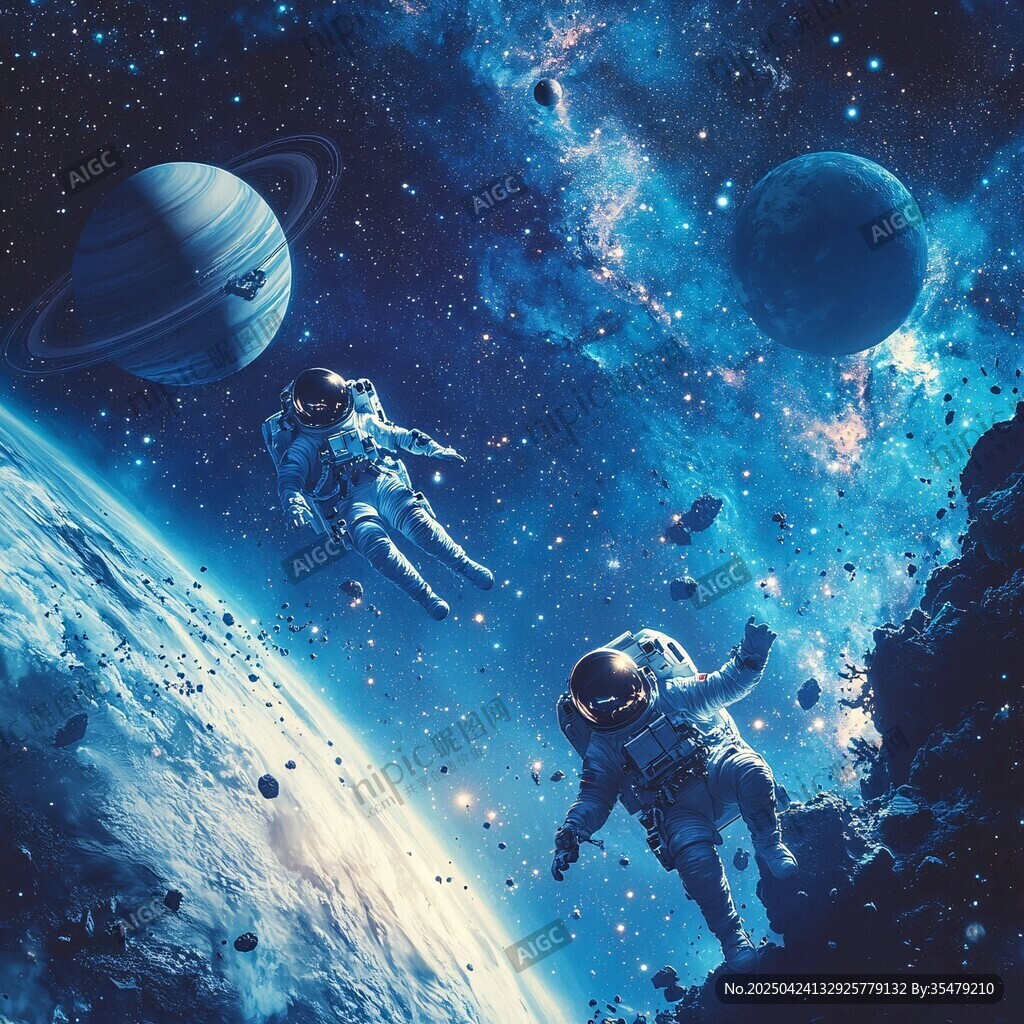 遨游宇宙的宇航员与星球
