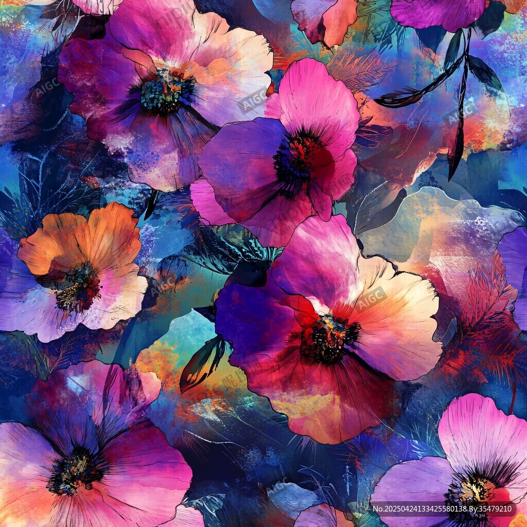 绚丽多彩花卉图案背景