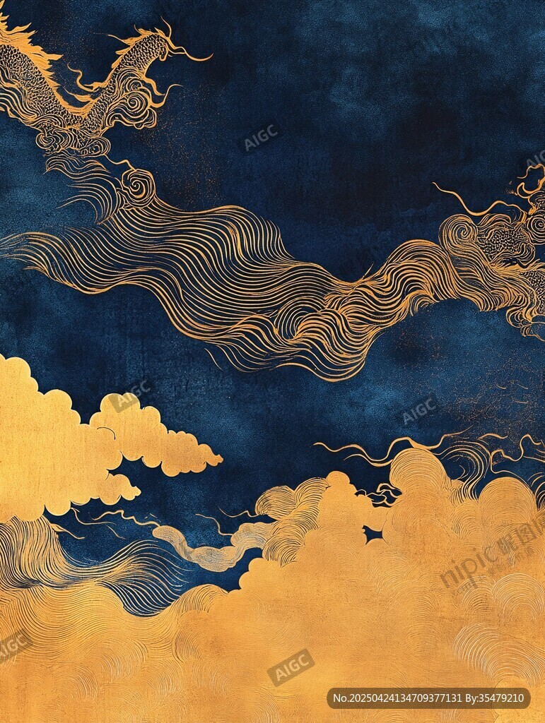 金龙云海中式祥瑞图景