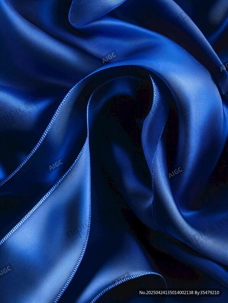 蓝色绸缎的优雅褶皱