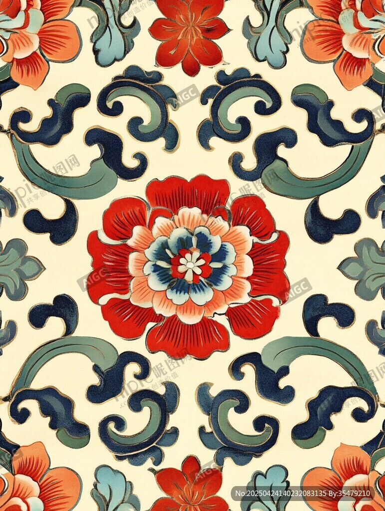 中式传统花卉纹样图案