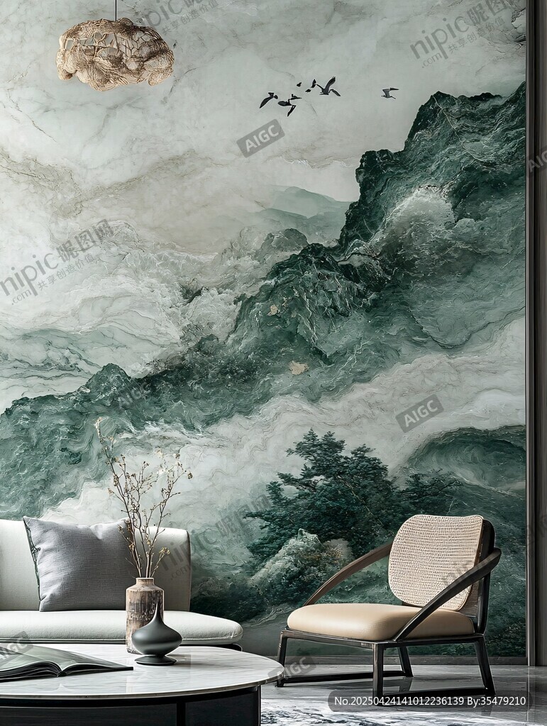 中式山水风客厅装饰画