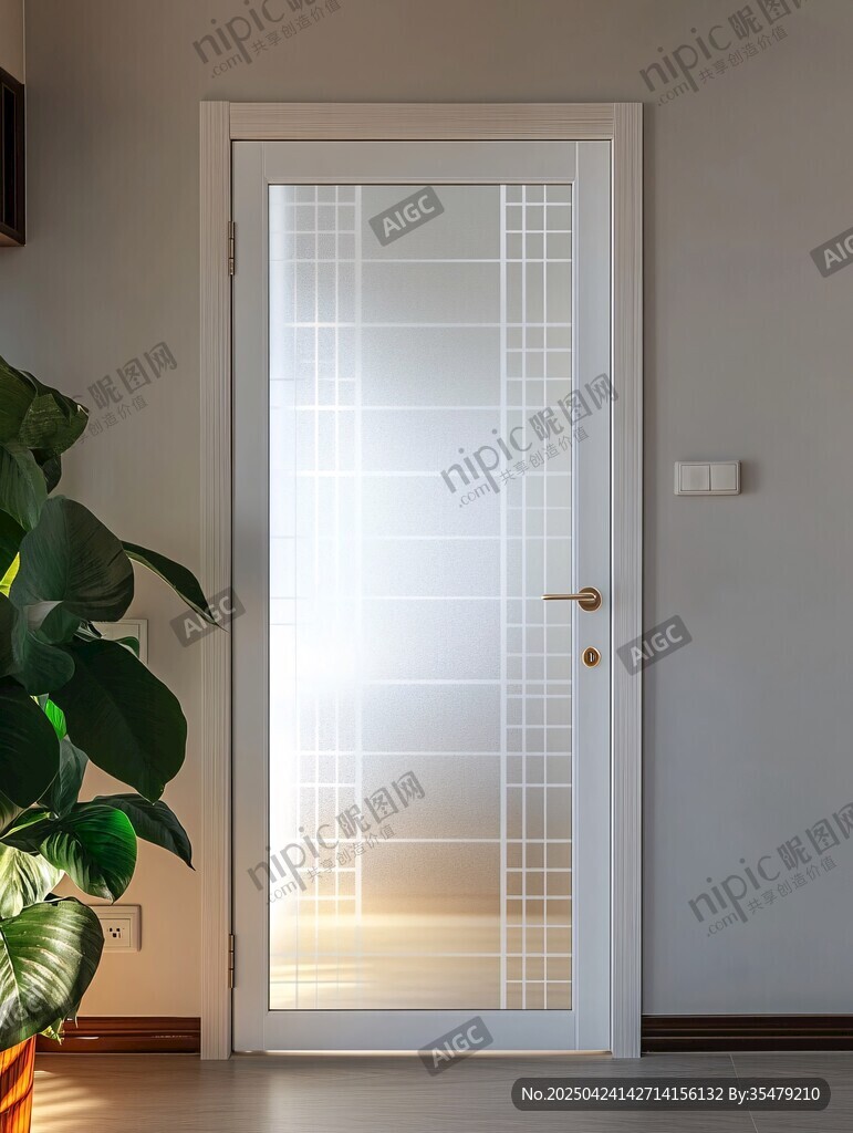 简约玻璃门 室内绿植相伴