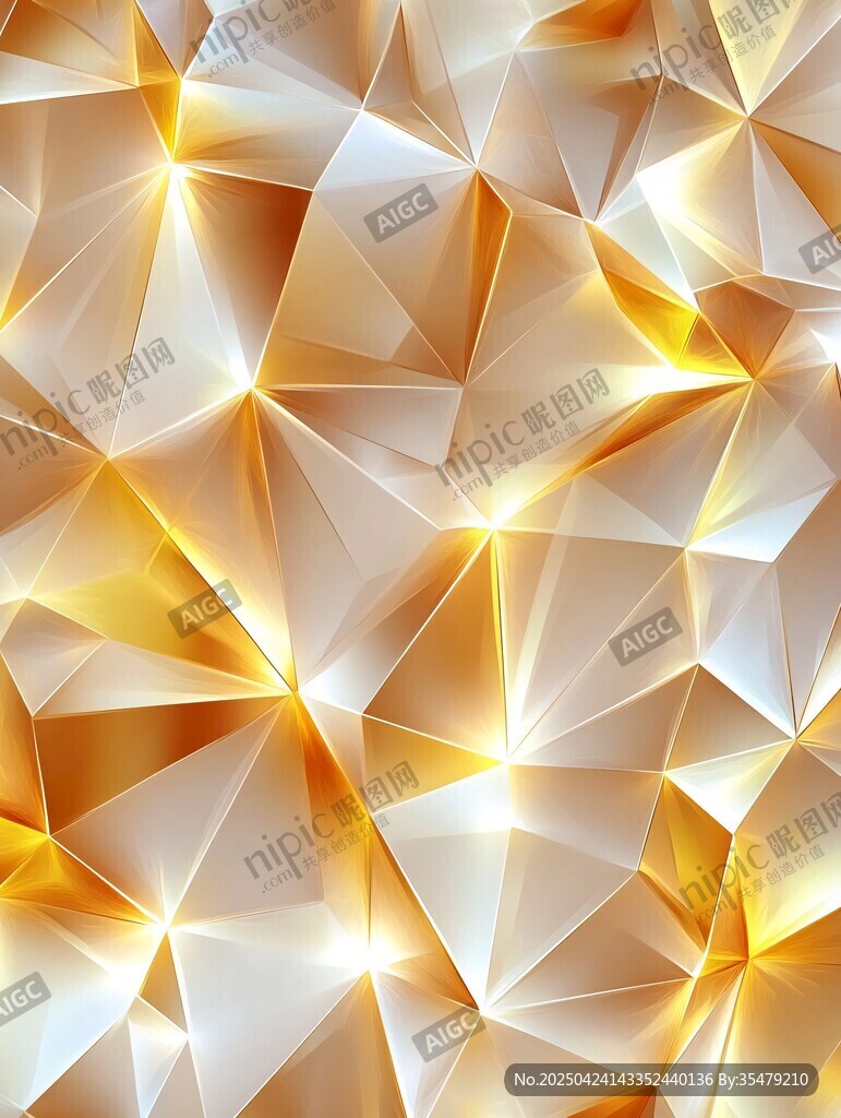 金色多边形立体几何背景图