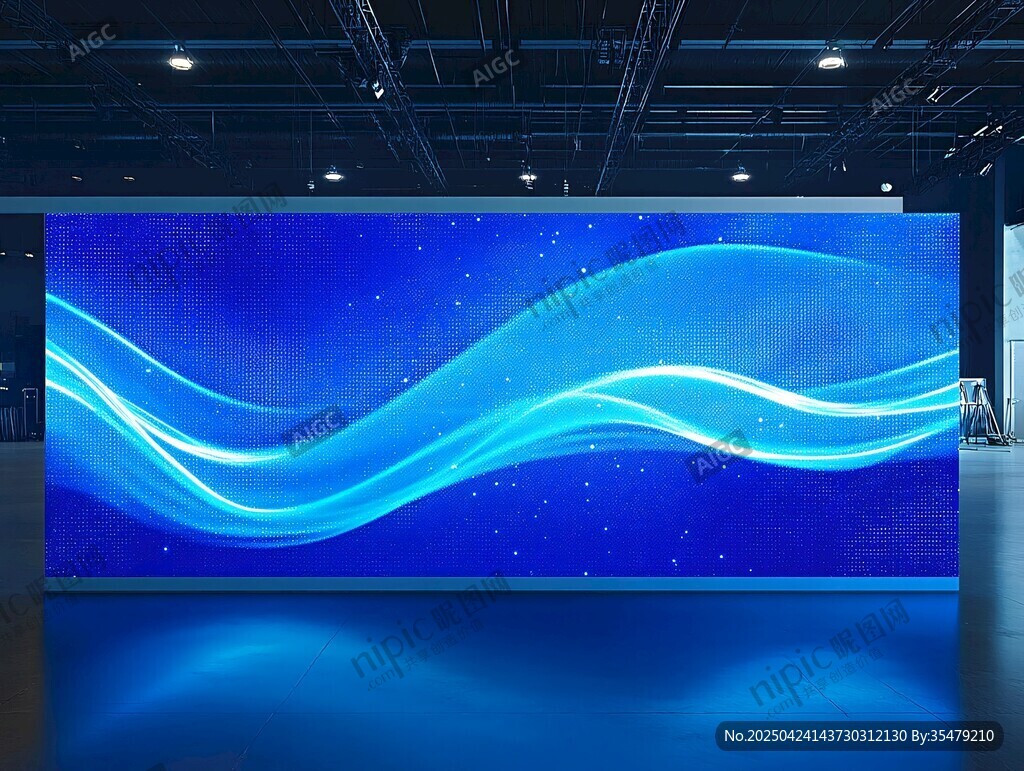 蓝色梦幻波浪大屏展示