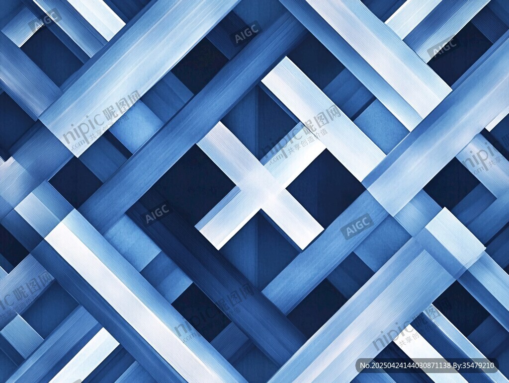蓝色几何交错抽象图案