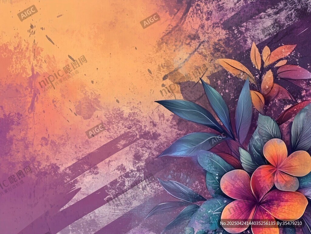 复古花卉背景纹理图