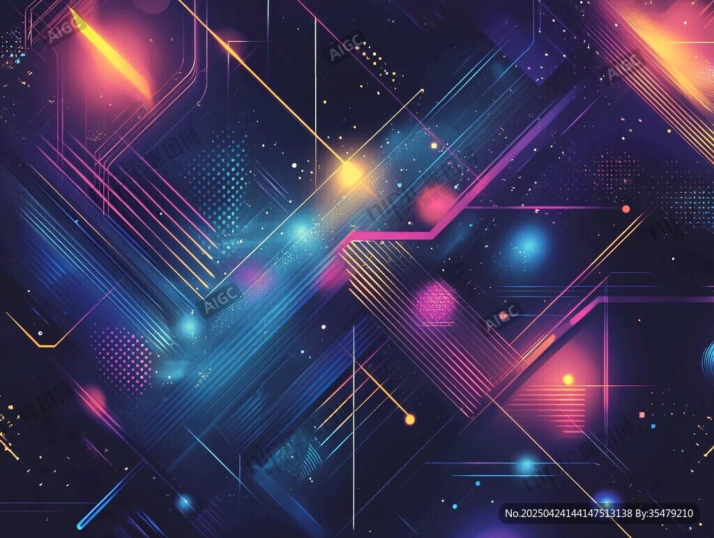 炫彩科技风几何线条背景图