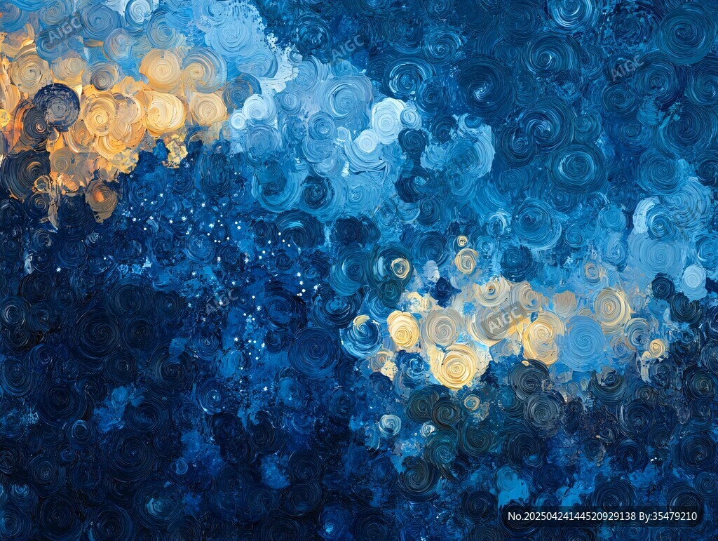 梦幻蓝色抽象艺术画作