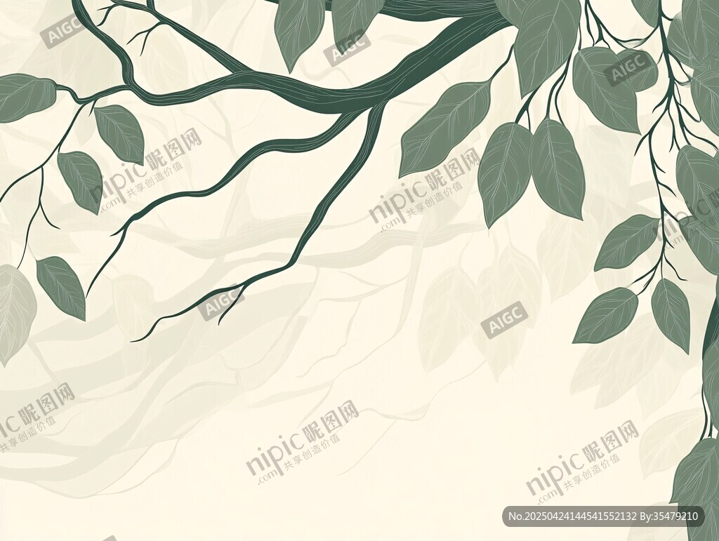 树枝绿叶简约背景图