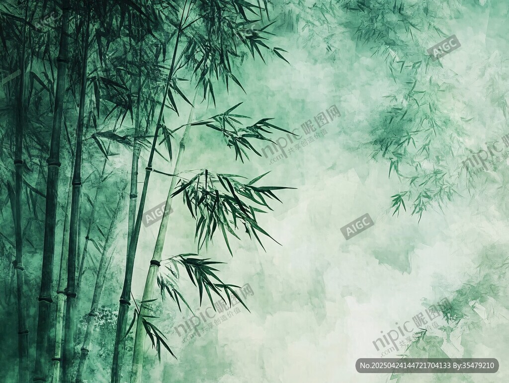 水墨竹林 清幽诗意之景