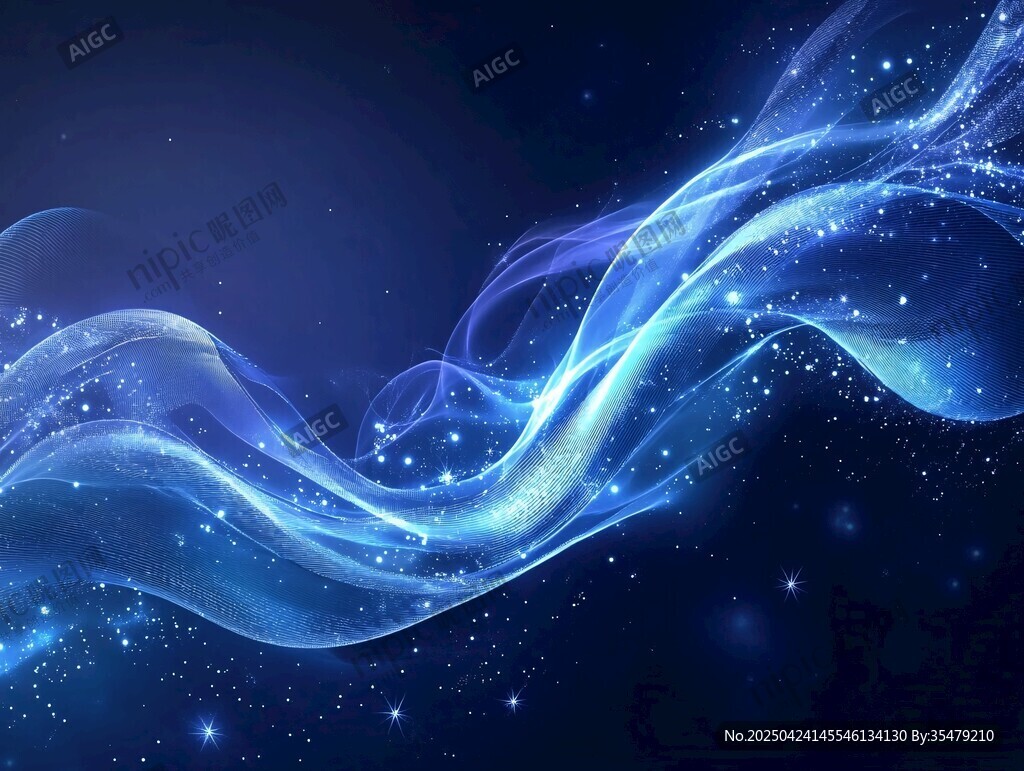 梦幻蓝色流动光效背景图