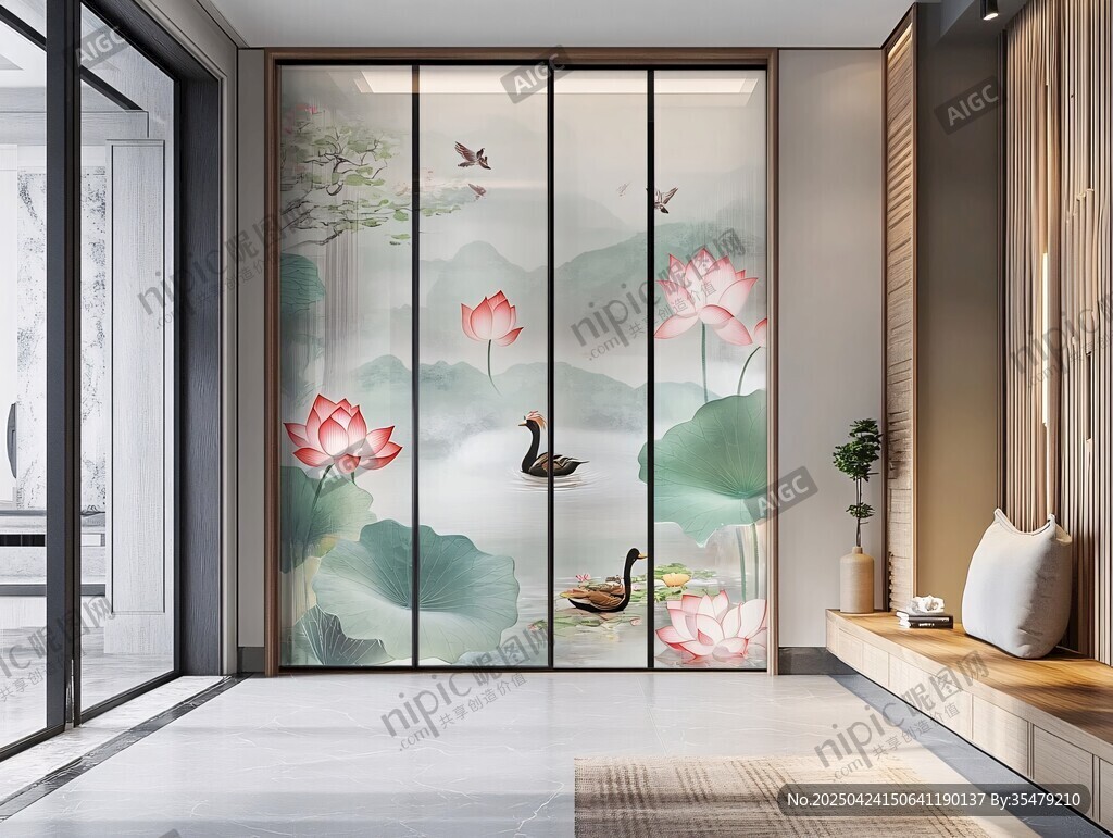 中式荷韵屏风 雅致空间