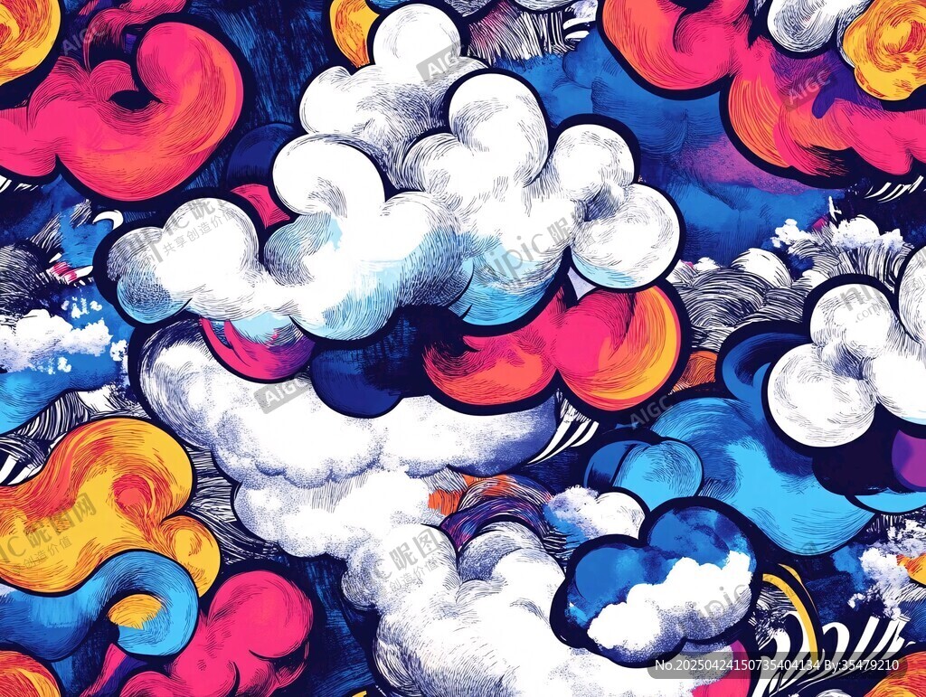梦幻多彩云朵图案设计