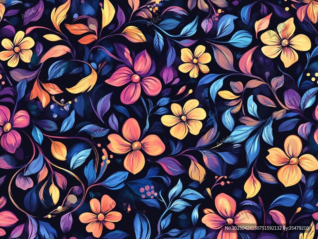 梦幻花卉图案背景设计