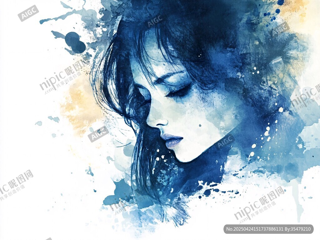 梦幻水彩风女性肖像画